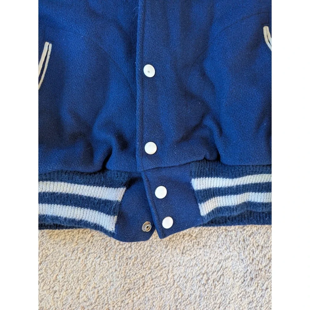 Letterman Jacket Blue & White‎ Vintage Wool Size M Ellwood City Lincoln High - Picture 7 of 8